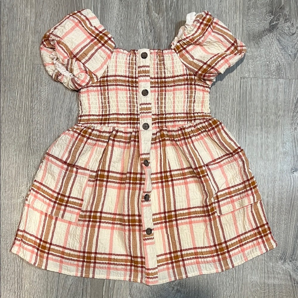 Cat & Jack Pink and Brown Plaid Kids Dress